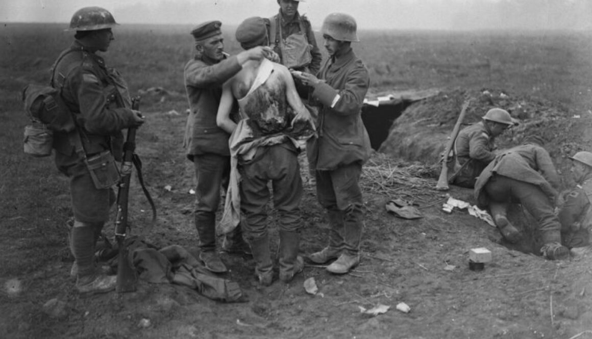 41_A wounded German having his wounds dressed. August 1918.